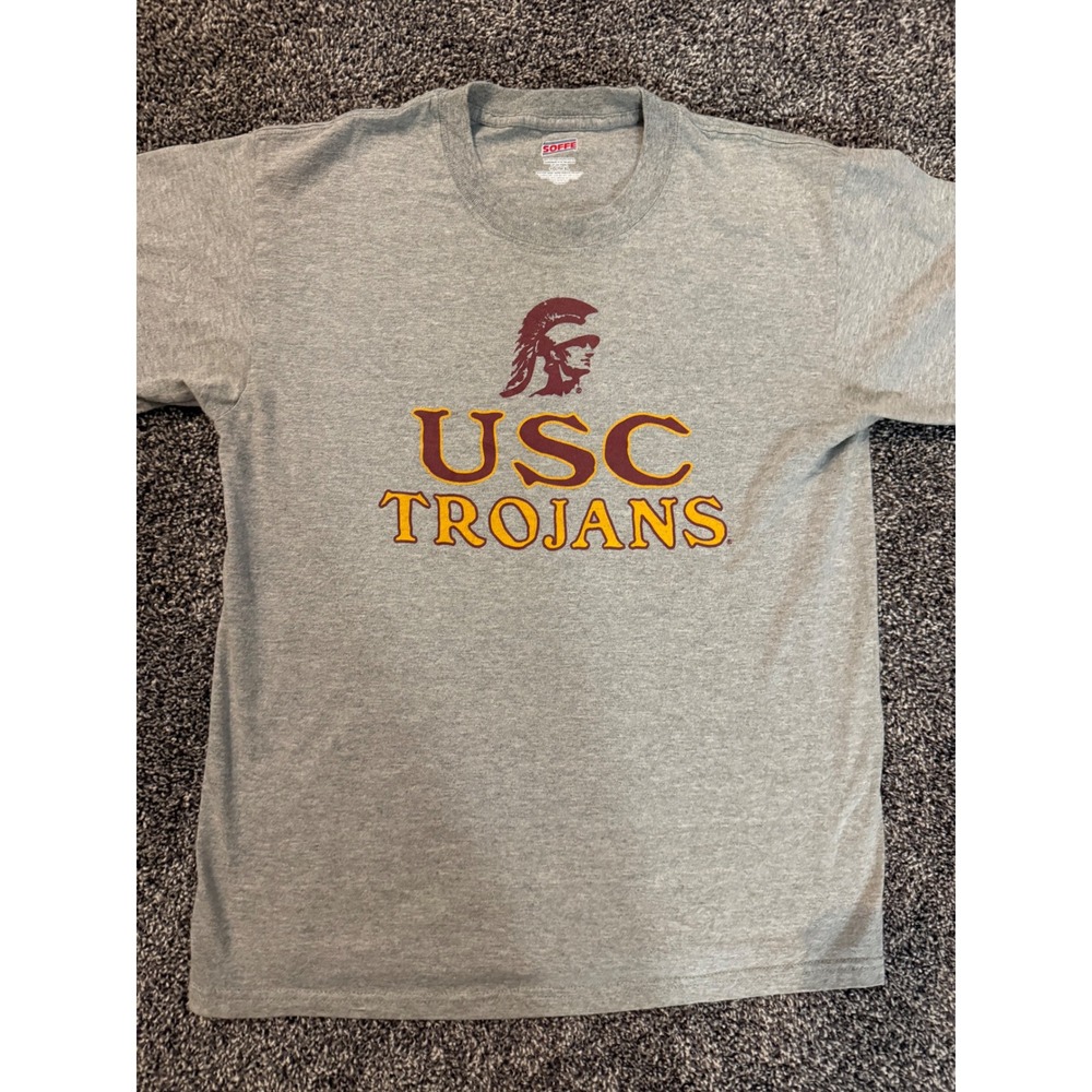 Vintage Soffe USC Trojans T Shirt Youth XL Heather Gray NCAA College Graphic Tee